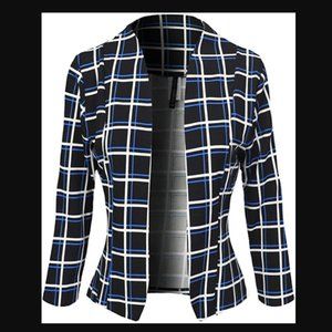 🖤 5/$10 Women's Black and White Plaid Blazer